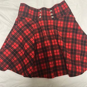 Red plaid skirt